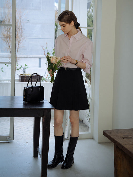 [TILLIDIE] Till embroidery stripe shirt_Pink