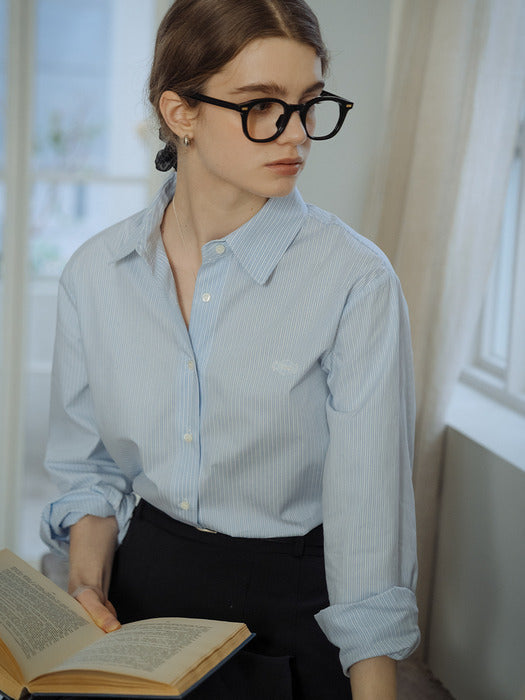 [TILLIDIE] Till embroidery stripe shirt_Blue