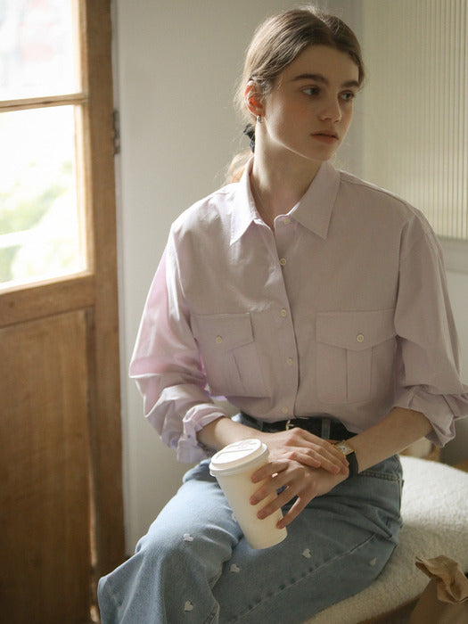 [TILLIDIE] Weston pocket bio cotton shirt_Purple