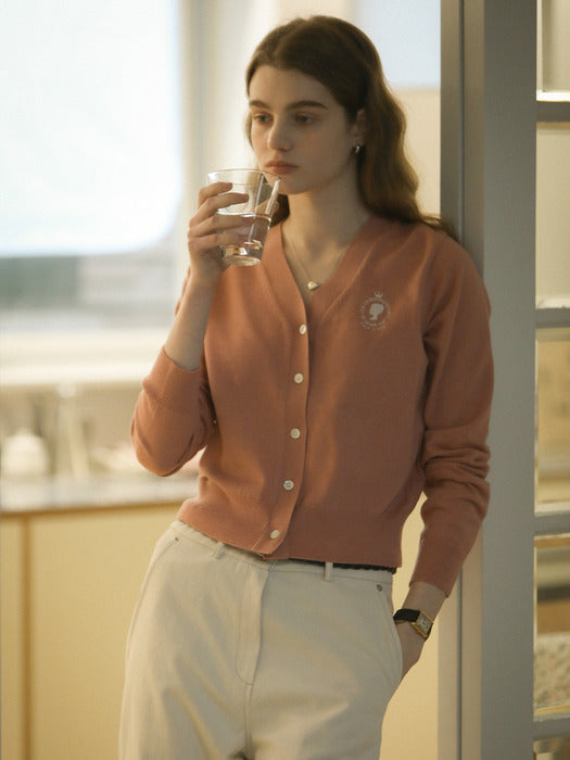 [TILLIDIE] Embroidery point cotton cardigan_Pink