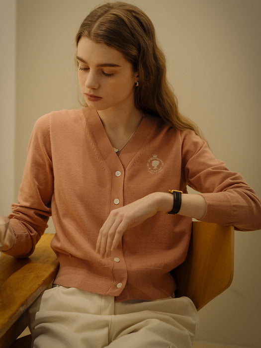 [TILLIDIE] Embroidery point cotton cardigan_Pink