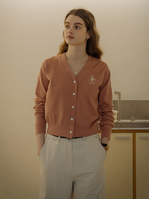 [TILLIDIE] Embroidery point cotton cardigan_Pink