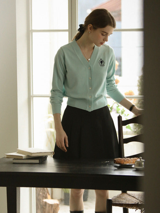 [TILLIDIE] Embroidery point cotton cardigan_Sky blue