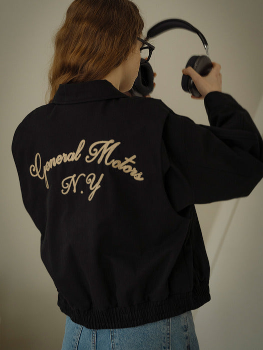 [TILLIDIE] Embroidery 2-way zipped jumper_Black