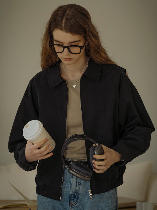 [TILLIDIE] Embroidery 2-way zipped jumper_Black