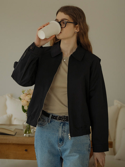 [TILLIDIE] Embroidery 2-way zipped jumper_Black