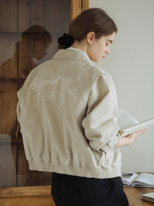 [TILLIDIE] Embroidery 2-way zipped jumper_Beige