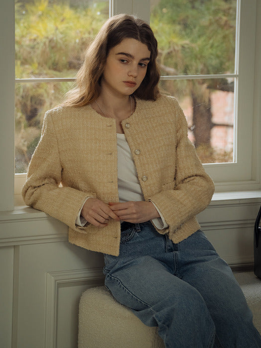 Tillidie Single breasted nana tweed jacket Yellow