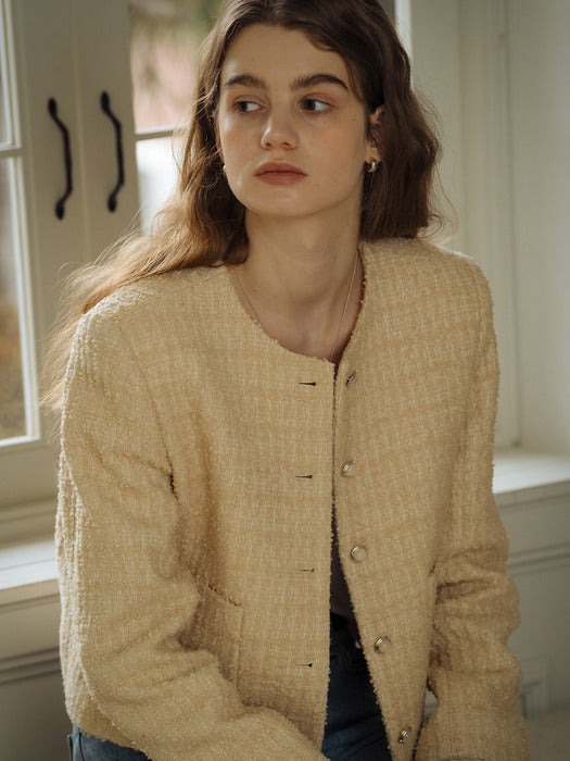 Tillidie Single breasted nana tweed jacket Yellow
