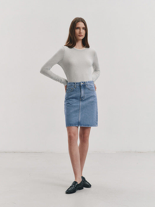 [dunst] MIDI DENIM SKIRT CLASSIC BLUE_UDSK4A205B2