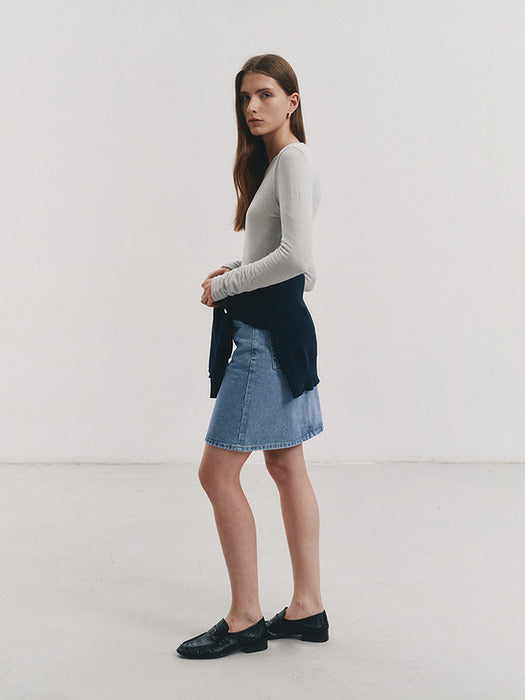 [dunst] MIDI DENIM SKIRT CLASSIC BLUE_UDSK4A205B2
