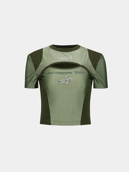 (ESSENTIAL) CUT-OUT RACING T-SHIRTS atb1097w(KHAKI)
