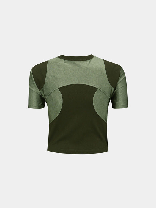 (ESSENTIAL) CUT-OUT RACING T-SHIRTS atb1097w(KHAKI)