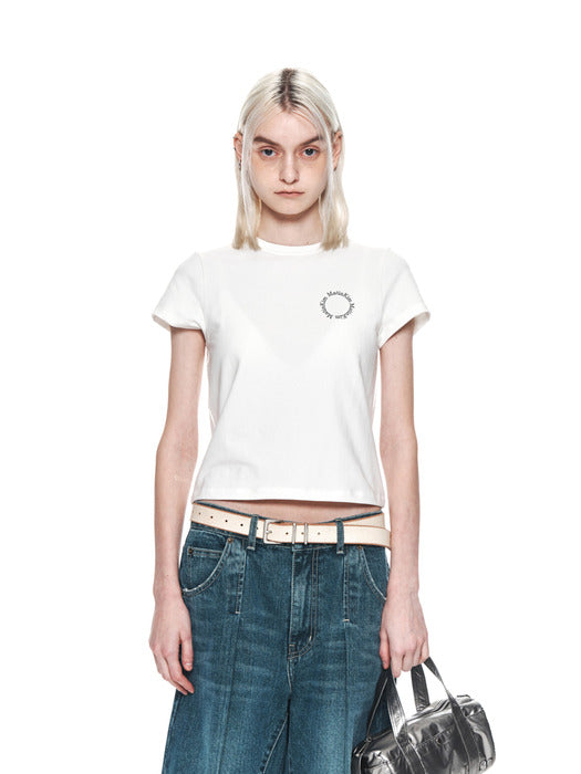 MATIN CIRCLE LOGO CROP TOP IN WHITE