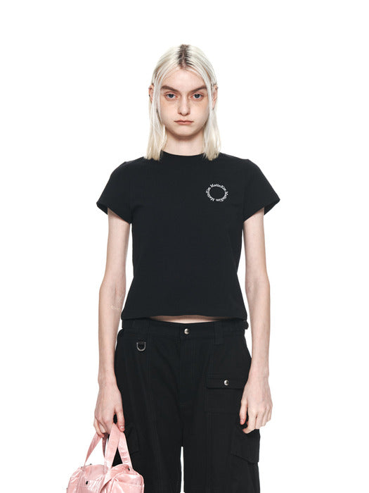 MATIN CIRCLE LOGO CROP TOP IN BLACK