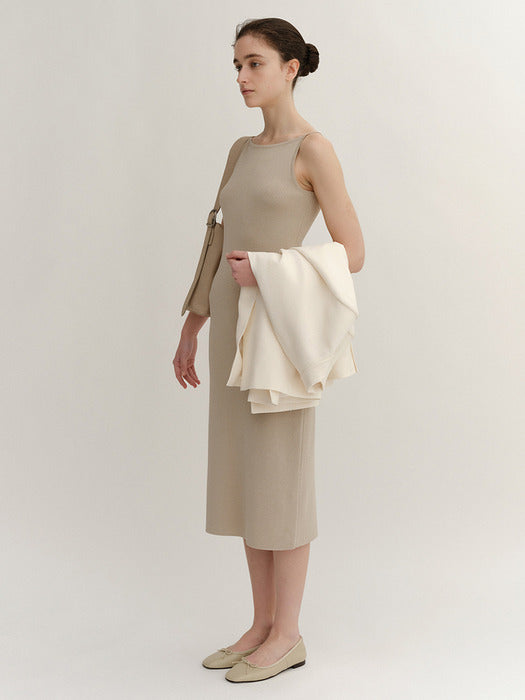 Kindersalmon Marais Ribbon Leather Flat Beige