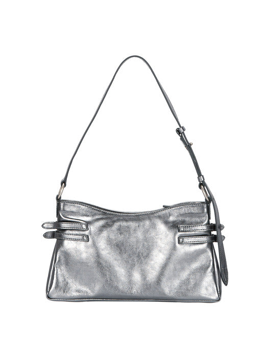 FLAT POCKET SHOULDER_metallic grey foiled plain