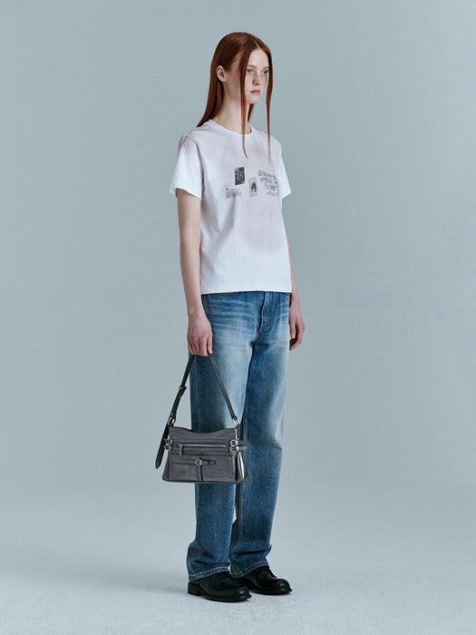 FLAT POCKET SHOULDER_metallic grey foiled plain
