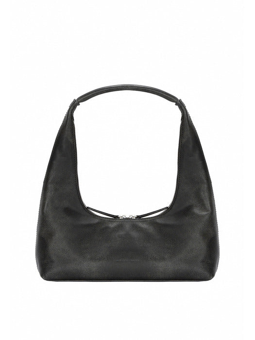 HOBO SHOULDER_washed black two-tone brushed