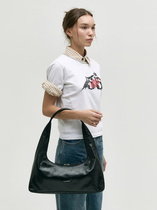 Margesherwood Hobo Large black glossy plain