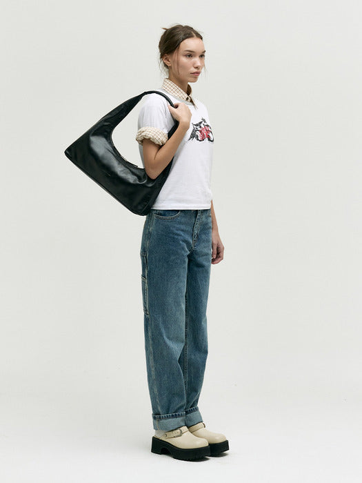 Margesherwood Hobo Large black glossy plain