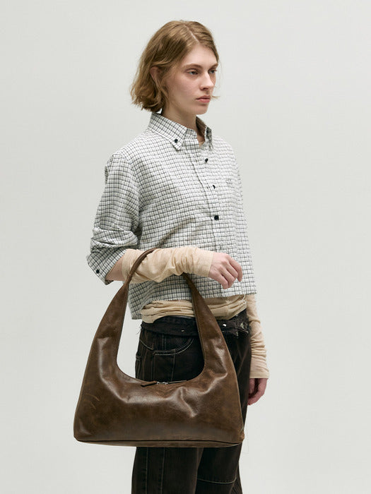 Margesherwood Hobo Large washed brown pull-up