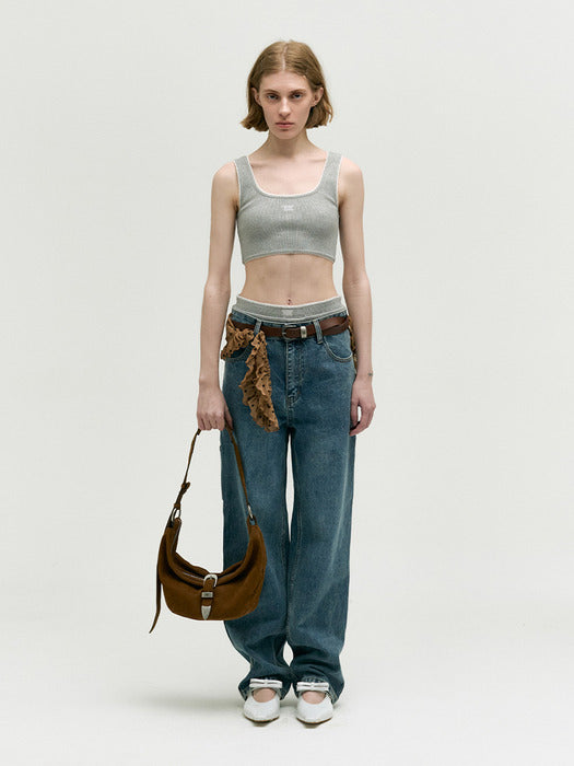 BELTED HOBO MEDIUM_chestnut nubuck
