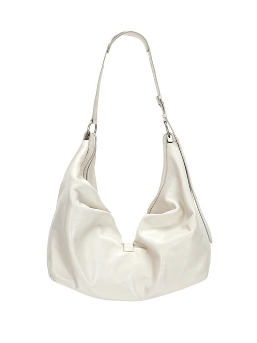 BELTED HOBO_cream glossy plain