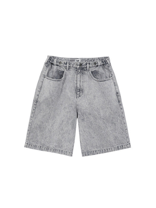 LOOSE DENIM SHORTS_grey denim