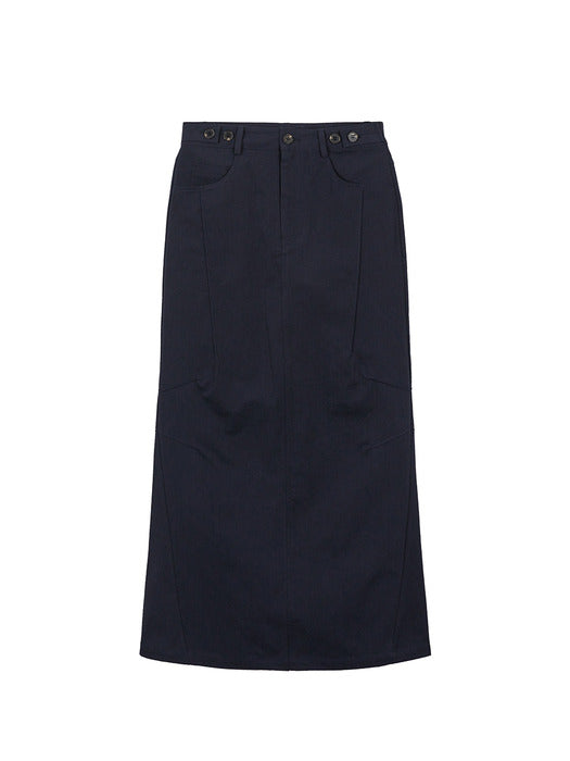 PINTUCK MAXI SKIRT_navy