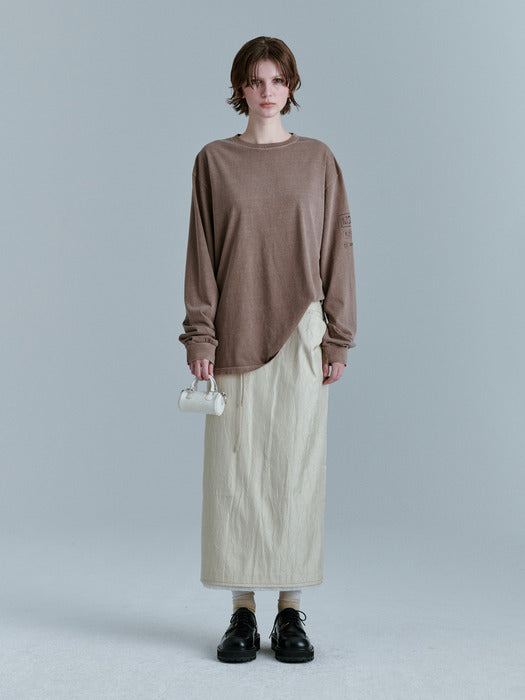 CRINKLED SATIN SKIRT_beige