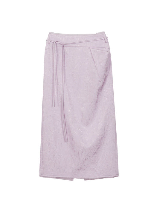 CRINKLED SATIN SKIRT_lavender