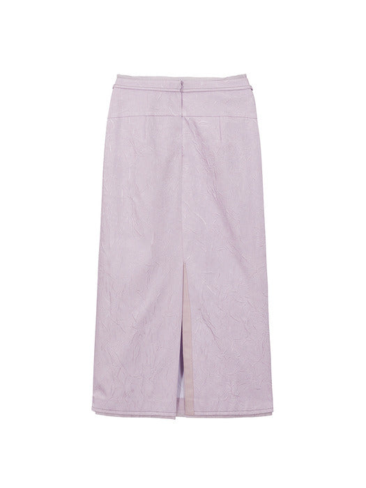 CRINKLED SATIN SKIRT_lavender