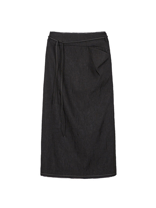 CRINKLED SATIN SKIRT_black