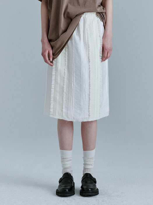 RUFFLE BANDING MIDI SKIRT_ivory