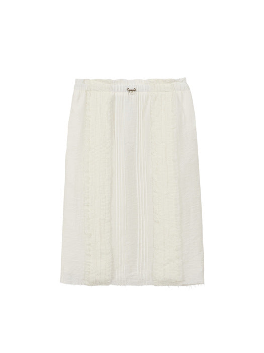 RUFFLE BANDING MIDI SKIRT_ivory