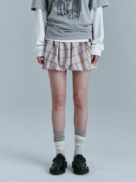 BALLOON SKIRT_violet check