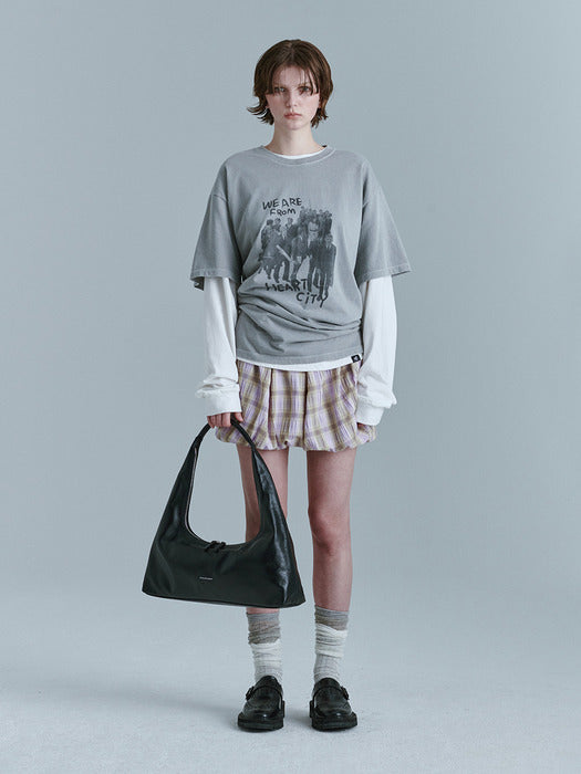 BALLOON SKIRT_violet check