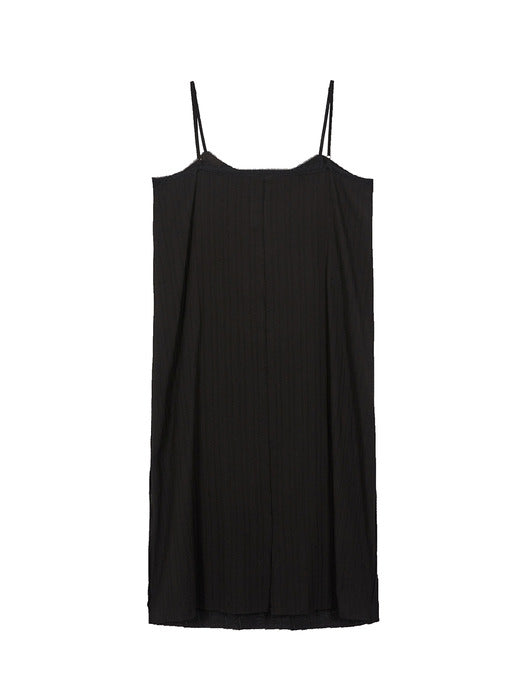 LACE MIDI SLIP DRESS_black