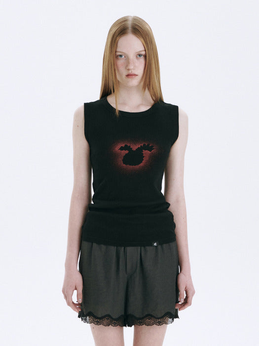WOOD SPRAY SLEEVELESS_black