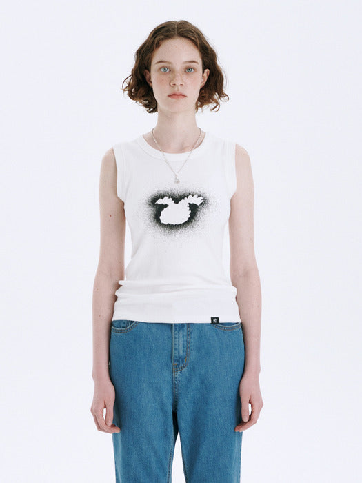 WOOD SPRAY SLEEVELESS_white
