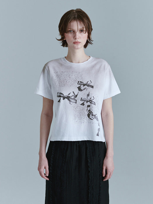 VINTAGE SPRAY RIBBON T-SHIRT_brown