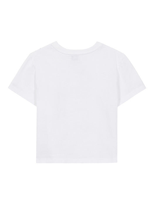 SLIM CROP WOOD DOODLE T-SHIRT_white