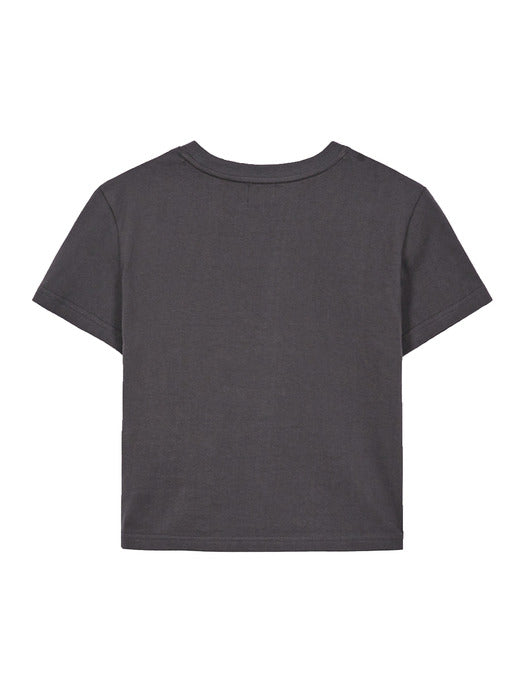 SLIM CROP WOOD DOODLE T-SHIRT_dark grey