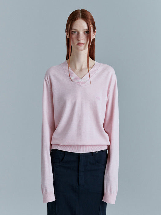 V-NECK PULLOVER_soft pink
