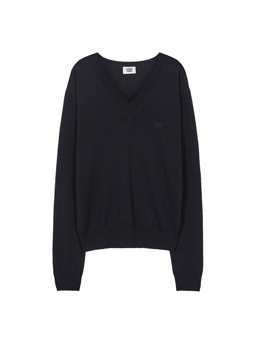 V-NECK PULLOVER_navy