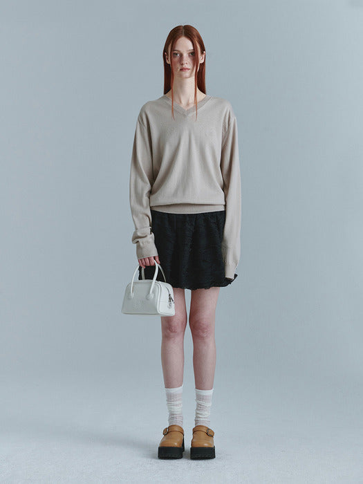 V-NECK PULLOVER_camel beige