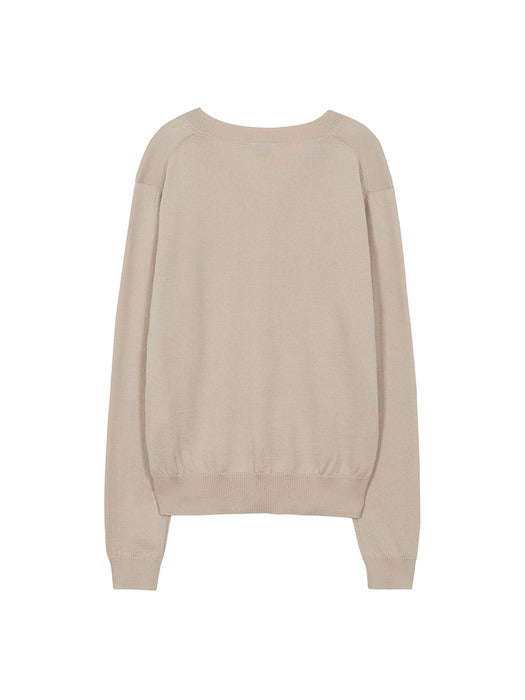 V-NECK PULLOVER_camel beige