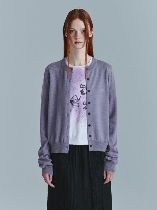 CREW NECK CARDIGAN_lavender