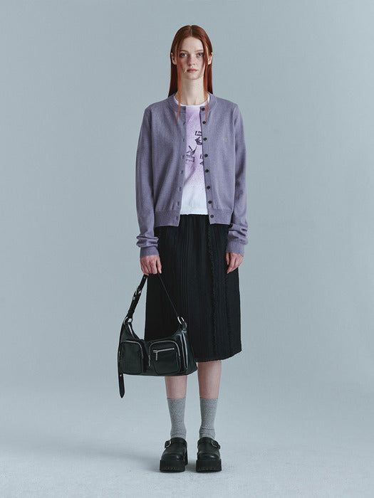 CREW NECK CARDIGAN_lavender